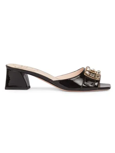 Roger Vivier Bikiviv Crystal-embellished Patent-leather Mules In Nero