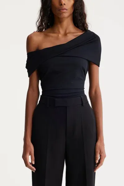 Rohe Asymmetrical Off Shoulder Top In Noir In Black