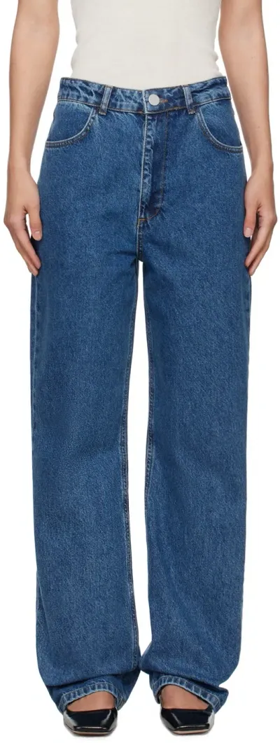 Rohe Blue High-waisted Straight Leg Jeans In 461 Indigo