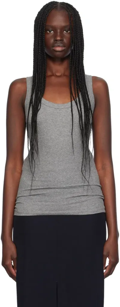 Rohe Gray Low Tank Top In 021 Dark Grey Melang