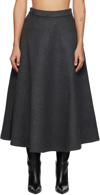 Rohe Gray Voluminous A-line Midi Skirt In Antrhacite Mealnge