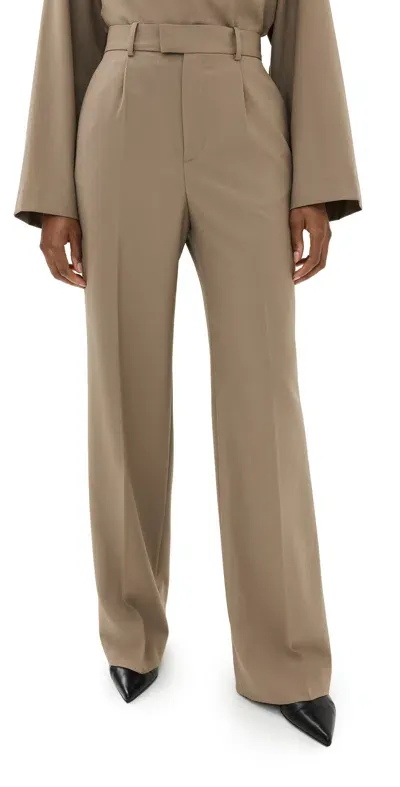 Rohe Relaxed Single Pleated Trousers Khaki In 251 Khaki