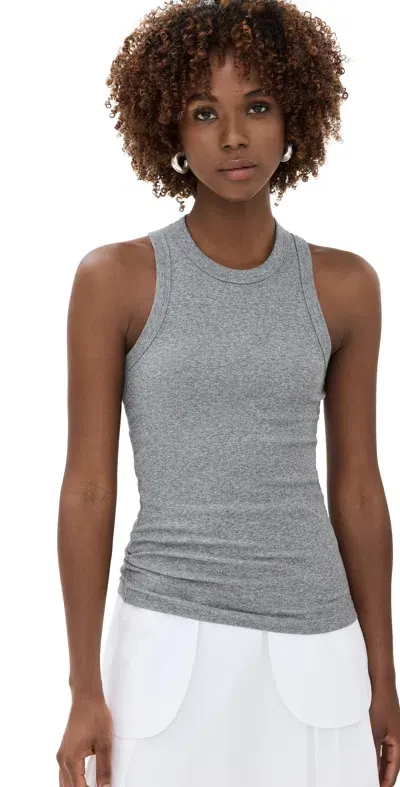 Rohe Ribbed Tank Top Dark Grey Melange In Blau