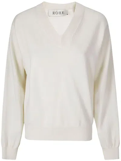 Rohe Ribbed V-neck Jumper In White