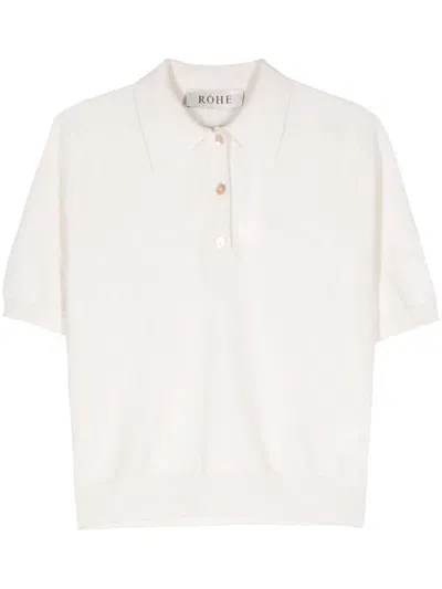 Rohe Short-sleeved Knitted Polo Shirt In Neutrals