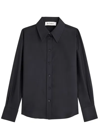 Rohe Silk-satin Shirt In Navy