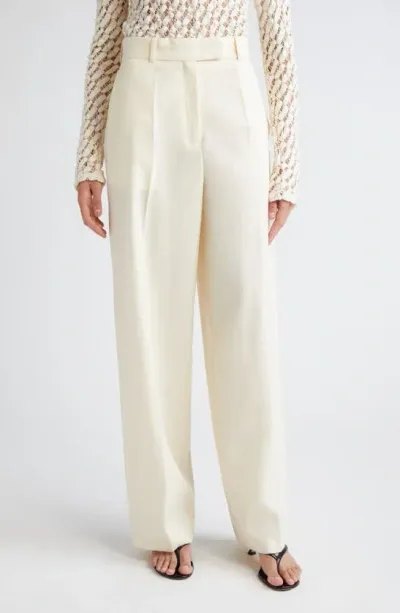 Rohe Virgin Wool Wide Leg Pants In Beige