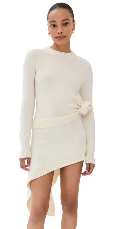 Rokh Double Knit Knotted Dress Pearled Ivory