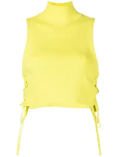 Rokh Vest Knit Top With Side Strap In Yellow