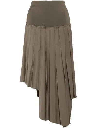 Rokh Ribbed Pleated Skirts In Brown