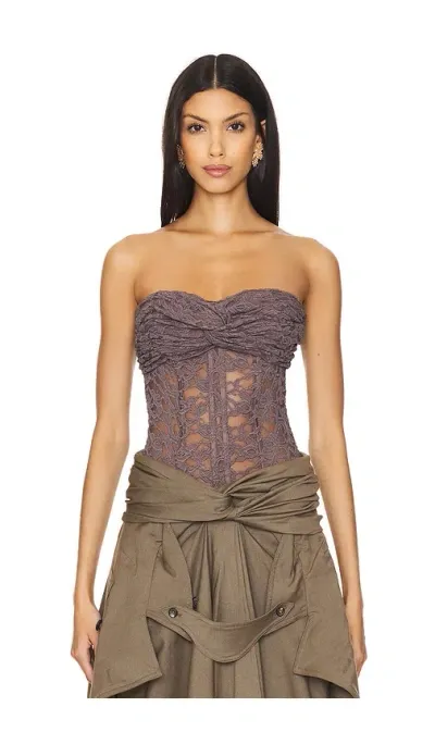 Rokh Twisted Knot Laced Corset In Brown