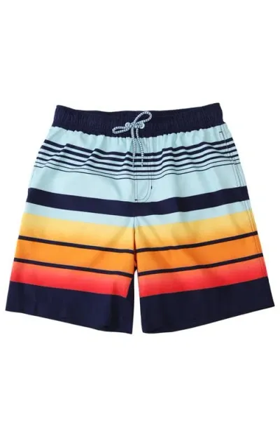 Rokka&rolla All-day Comfort Mesh-lined Swim Trunks In Stripes Printed