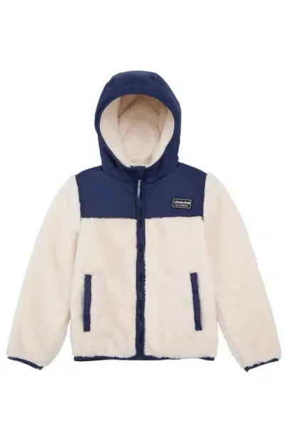 Rokka&rolla Kids' Teddy Soft Fleece Jacket In Beige Navy