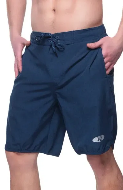 Rokka&rolla Quick-dry Stretch Swim Trunks With Adjustable Waistband In Navy