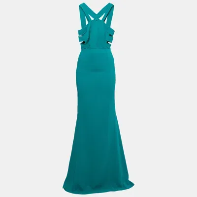 Pre-owned Roland Mouret Persian Green Stretch Crepe Cut-out Luzon Gown M