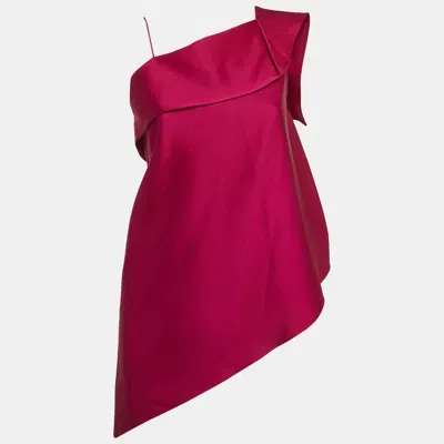 Pre-owned Roland Mouret Purple Crepe Asymmetrical Hem One Shoulder Top M In Pink