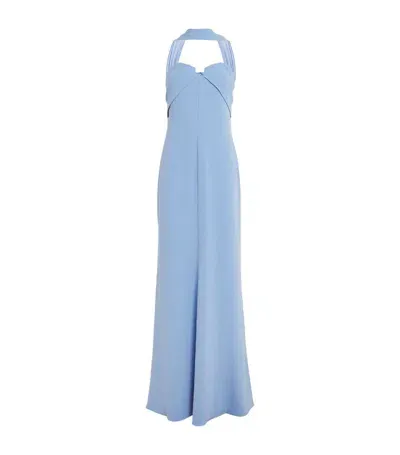 Roland Mouret Satin Crepe Sash Gown In Clear Blue