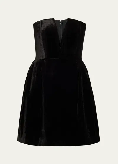 Roland Mouret Strapless Velvet Mini Dress In Black