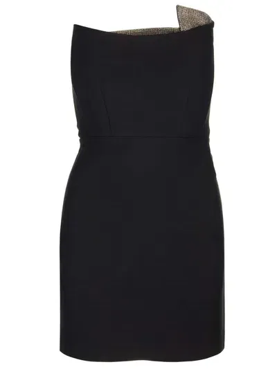 Roland Mouret Rhinestone-embellished Strapless Minidress In Schwarz