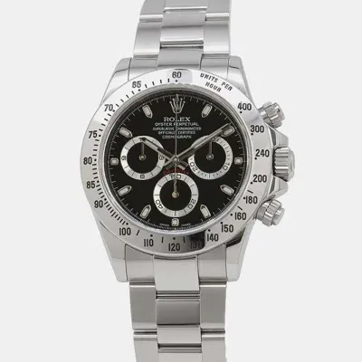 Pre-owned Rolex Black Stainless Steel Cosmograph Daytona 116520 Automatic Men's Wristwatch 40 Mm