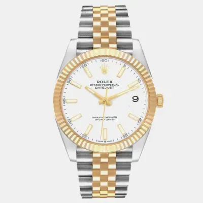 Pre-owned Rolex Datejust 41 Steel Yellow Gold White Dial Mens Watch 126333