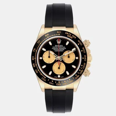 Pre-owned Rolex Daytona Yellow Gold Black Dial Ceramic Bezel Mens Watch 116518