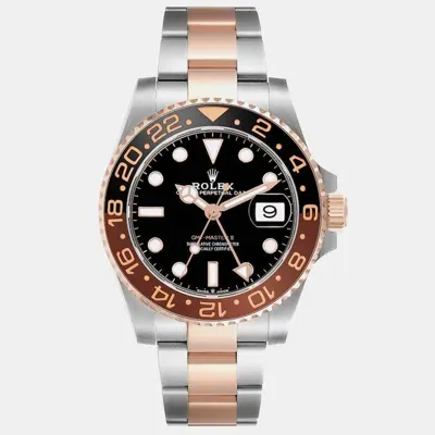 Pre-owned Rolex Gmt Master Ii Root Beer Steel Rose Gold Mens Watch 126711 In Black