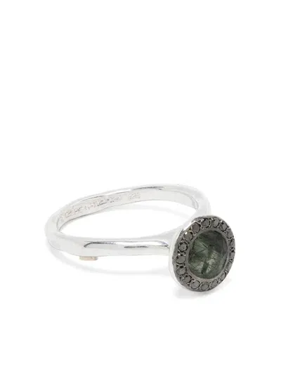 Rosa Maria Sterling Silver Diamond Ring In Metallic