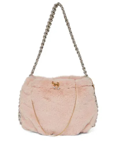 Rosantica Fatale Fluffy Shoulder Bag In Pink