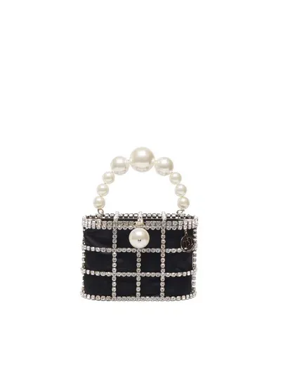 Rosantica Holli Bag In Crystals And Pearls In Black