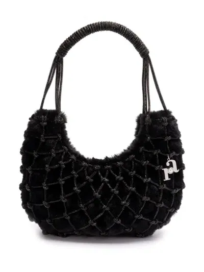 Rosantica Nodi Fluffy Shoulder Bag In Black