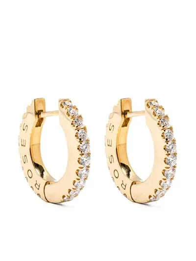 Roses Metals 18k Yellow Gold Diamond Hoop Earrings