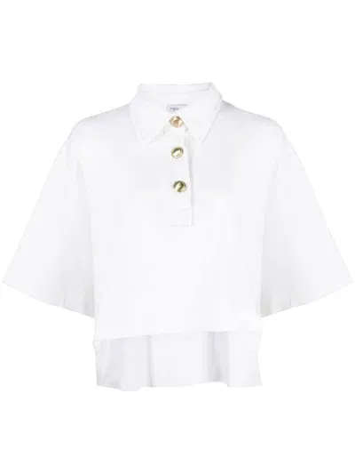 Rosetta Getty Short-sleeve Boxy Crop Polo Shirt In White