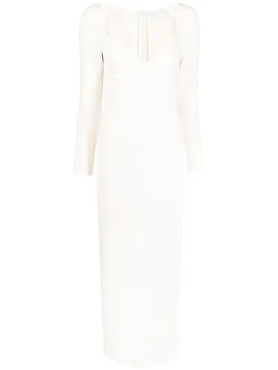 Rosetta Getty Long-sleeve Midi Dress In Parchment