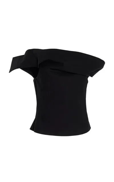 Rosie Assoulin Can't Bare It Off-the-shoulder Cotton Top In Black