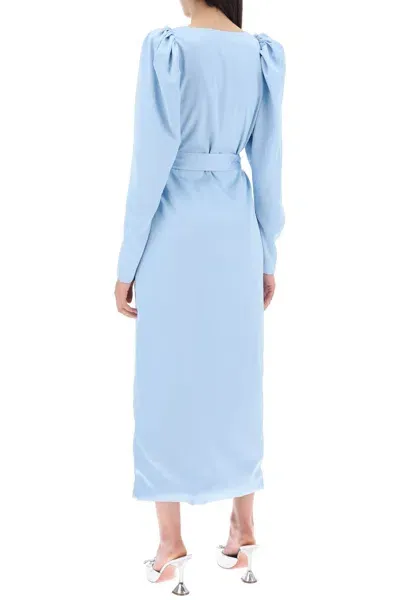 Rotate Birger Christensen Abito Midi A Portafoglio In Satin In Blue