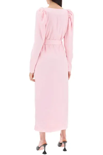 Rotate Birger Christensen Abito Midi A Portafoglio In Satin In Pink