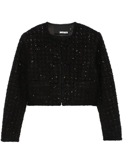 Rotate Birger Christensen Boucle Crop Jacket In Black