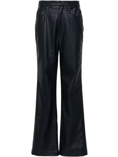 Rotate Birger Christensen Braided Straight-leg Trousers In Blue