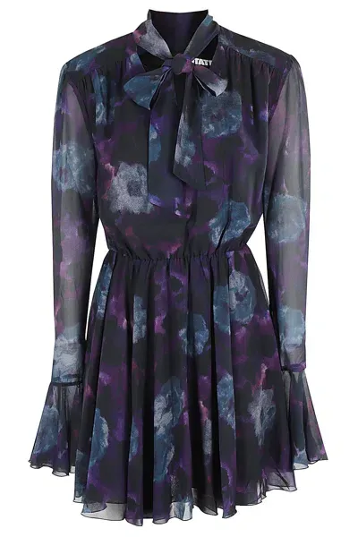 Rotate Birger Christensen Chiffon Flowy Mini Dress In Parachute Purple Comb