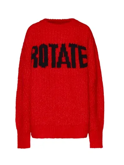 Rotate Birger Christensen Cotton Sweatshirt In Red