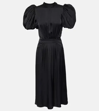 Rotate Birger Christensen Dawnana Embellished Puff-sleeve Gown In Black