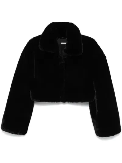 Rotate Birger Christensen Faux-fur Cropped Jacket In Black  