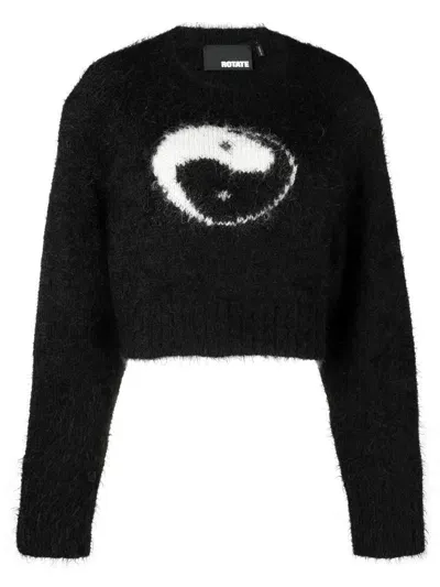 Rotate Birger Christensen Intarsia-knit Jumper In Black