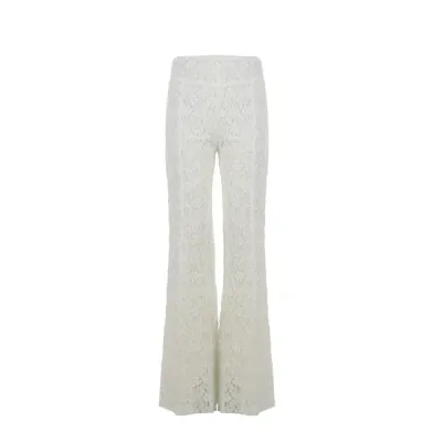 Rotate Birger Christensen Floral-lace Flared Trousers In White