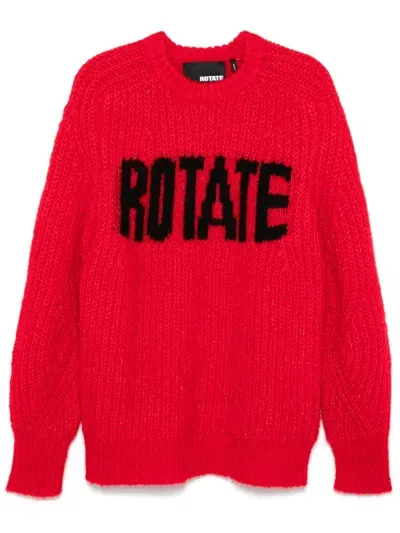 Rotate Birger Christensen Logo-intarsia Sweater In Red