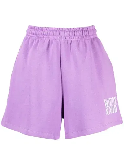 Rotate Birger Christensen Roda Cotton Logo Shorts In Purple