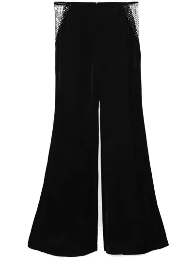 Rotate Birger Christensen Mid-rise Flared Trousers In Black