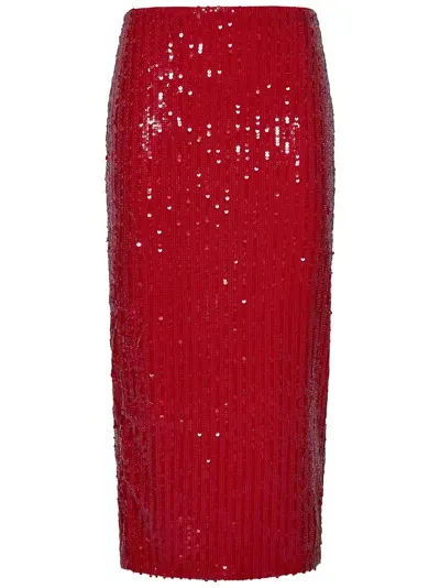 Rotate Birger Christensen Midi Skirt In Red