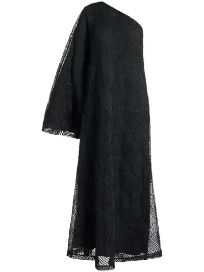 Rotate Birger Christensen One-shoulder Maxi Dress In Black